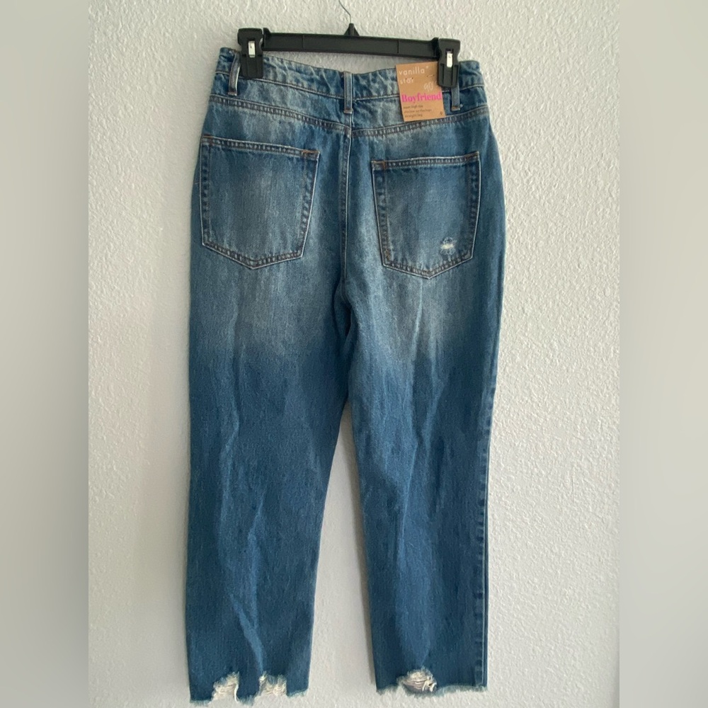 NWT Vanilla Star Distressed 90's Boyfriend Jeans high-rise straight-leg size 9 - Picture 7 of 16